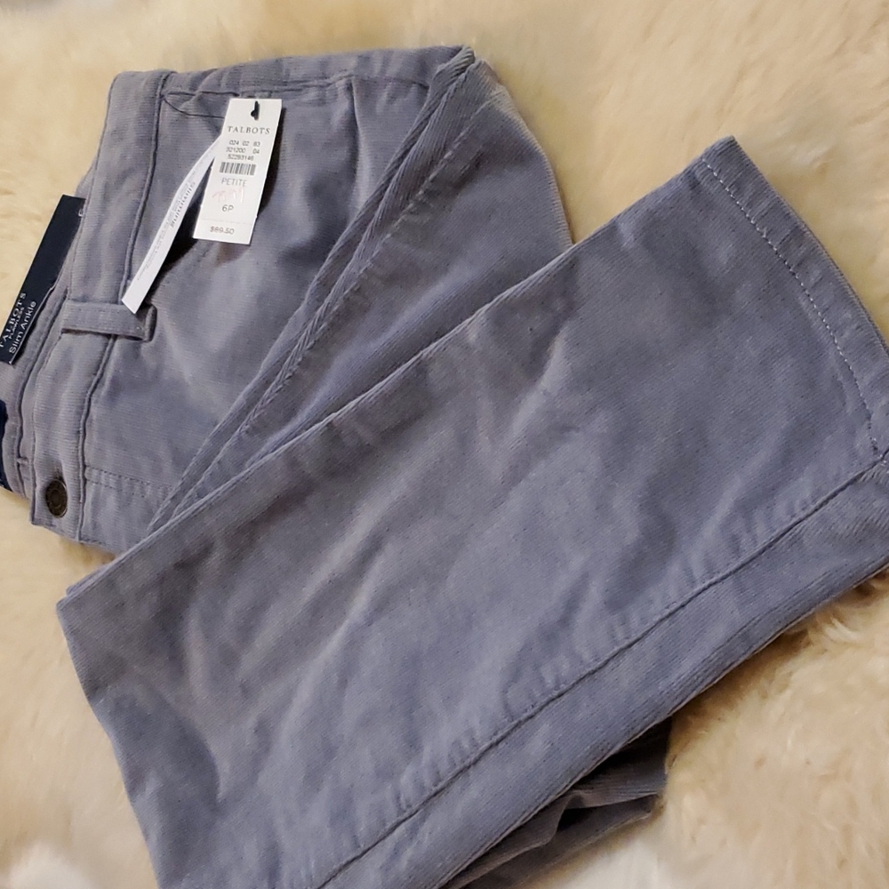 Talbots Stretch Corduroy Slim Ankle Pants - steel grey - Picture 9 of 12